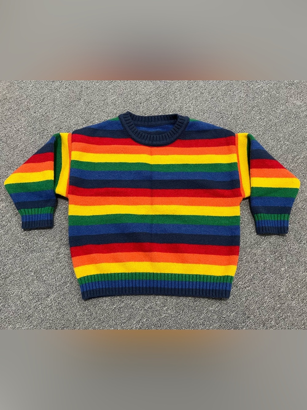 Kid's Crewneck Rainbow Stripe Sweater 6-7T